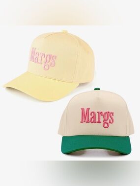 Margs Embroidered Trucker Hat in Cream & Yellow